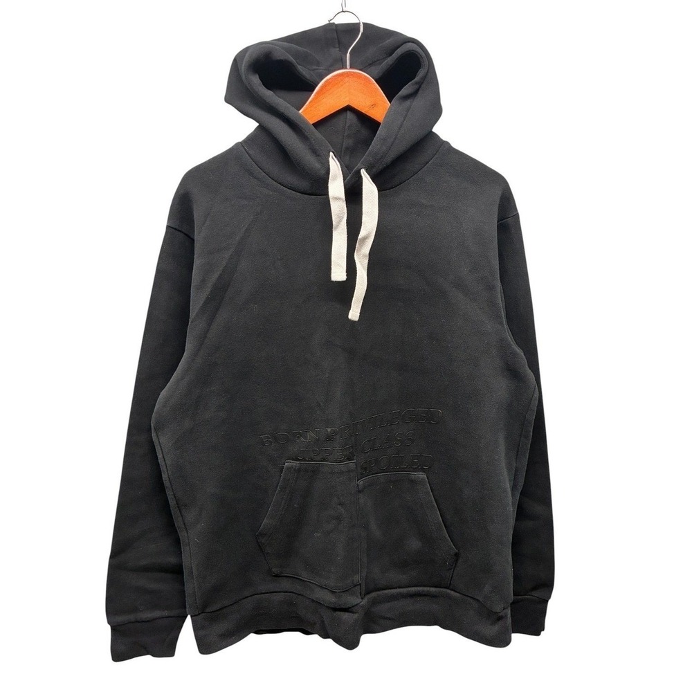 Izzue Graphic Full Zip Hoodie Sweatshirt Mens S Black Streetwear Distressed